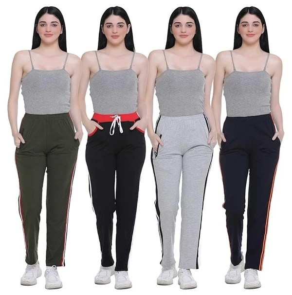 SHAUN Women Free Size Plus Size(Waist Size 36-46 inch) 3XL to 7XL Stretchable Trackpant(Length 37-39 inch_Pack of 4)(778WT4_P$) An - M