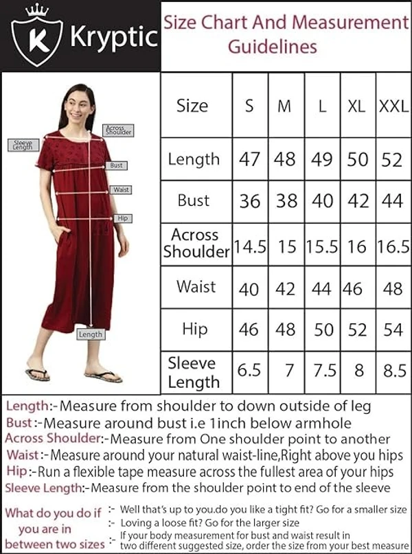 KRYPTIC Womens Printed Pure Cotton Maxi Nightdress An - XL