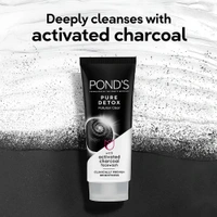 POND'S Pure Detox, Facewash, 100G, For Fresh, Glowing Skin, With Activated Charcoal, Daily Exfoliating & Brightening Cleanser, Pollution Clear Face Wash An