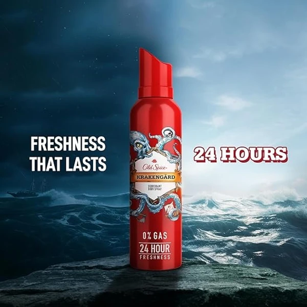 Old Spice Krakengard No Gas 24 hour Long Lasting Freshness Deodorant Perfume Body Spray For Men, 140ml An