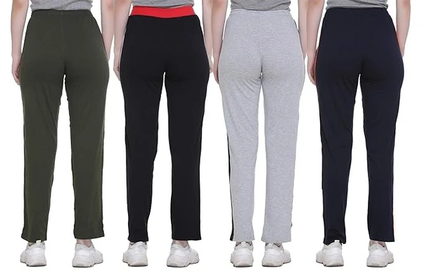 SHAUN Women Free Size Plus Size(Waist Size 36-46 inch) 3XL to 7XL Stretchable Trackpant(Length 37-39 inch_Pack of 4)(778WT4_P$) An - L
