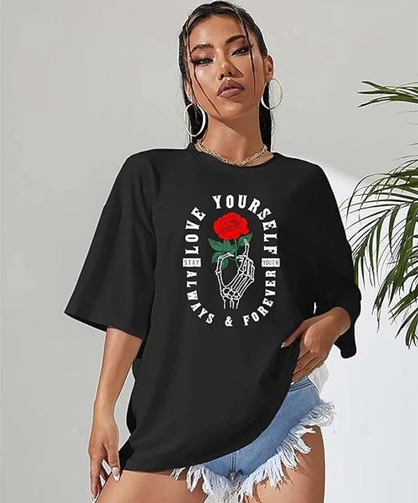 London Hills Women Printed Round Neck Oversized T-Shirt | Loose Fit Drop Shoulder T-Shirt Pack of 3 An - XL