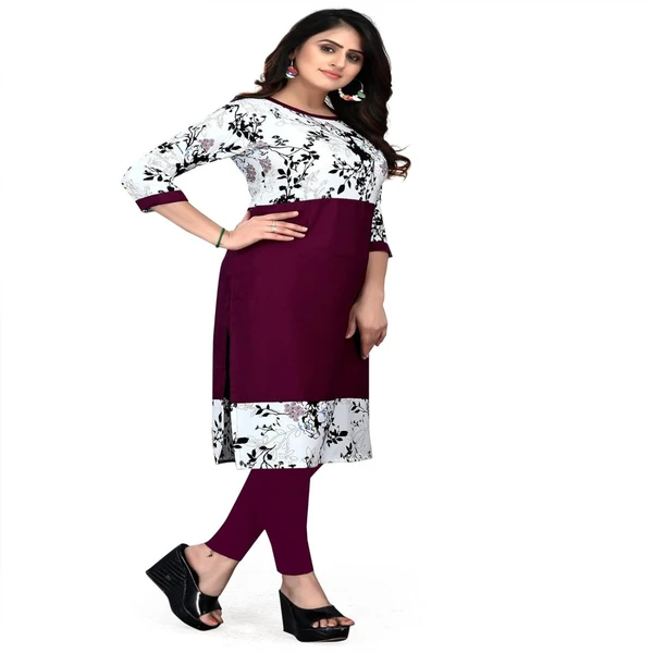 MS VHCK ENTERPRISE Women's for Stylish Latest Prined Crepe A-line Kurti Kurtis Kurta AN - XXL