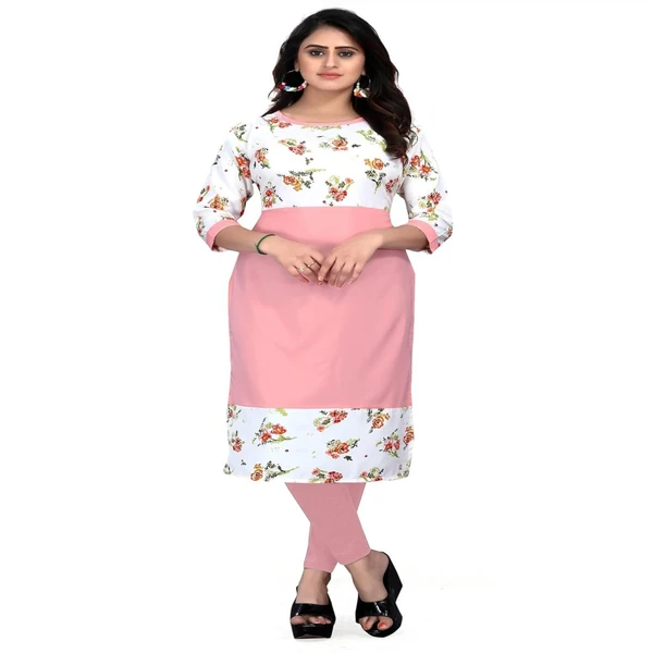 MS VHCK ENTERPRISE Women's for Stylish Latest Prined Crepe A-line Kurti Kurtis Kurta AN - 5XL