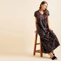 Sweet Dreams Women Printed Half Sleeves Maxi Nightgown An - Free Size