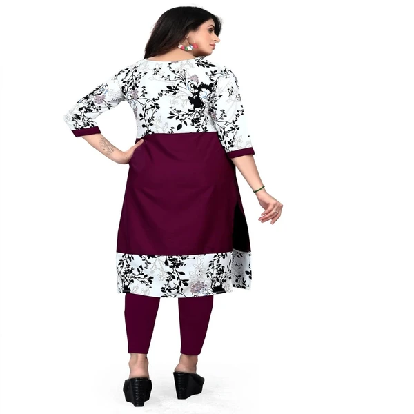 MS VHCK ENTERPRISE Women's for Stylish Latest Prined Crepe A-line Kurti Kurtis Kurta AN - XL