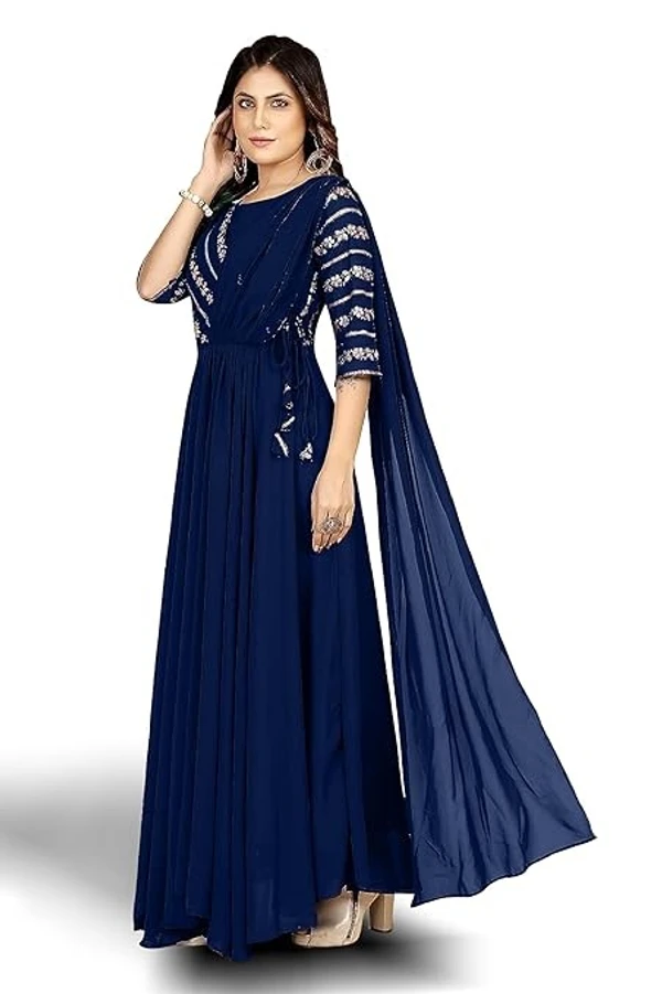 KEDARFAB Women's Embroidered Codding Long Anarkali Dress Material Gown with Duppta An - XL