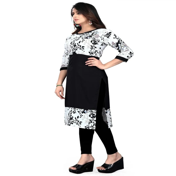 MS VHCK ENTERPRISE Women's for Stylish Latest Prined Crepe A-line Kurti Kurtis Kurta AN - XXL