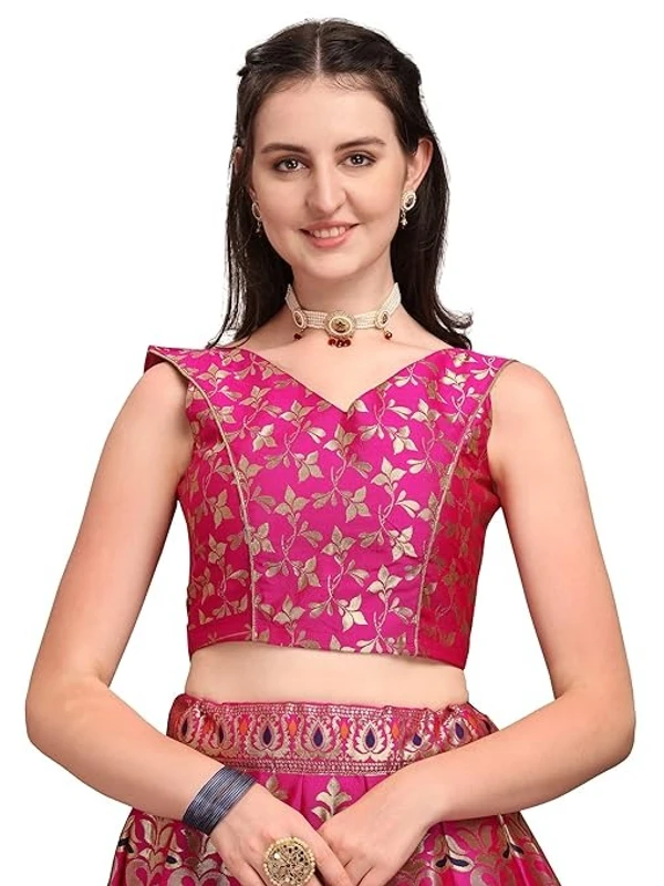 PURVAJA Women's Jacquard Semi-Stitched Lehenga choli An - Semi-Stitched