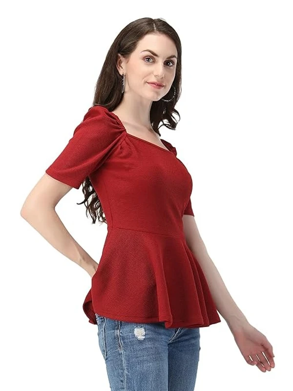 ZUVINO Women's Casual Stylish Peplum Top with Puffed Sleeves An - L