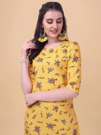 LookMark Women's Crepe Printed Regular Kurti | Kurta (K1100-S) Yellow AN - S