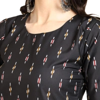 Pinkmint Women's Crepe Black Color Ethnic Motif Printed Straight AN - L