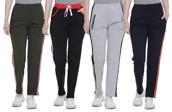 SHAUN Women Free Size Plus Size(Waist Size 36-46 inch) 3XL to 7XL Stretchable Trackpant(Length 37-39 inch_Pack of 4)(778WT4_P$) An - L