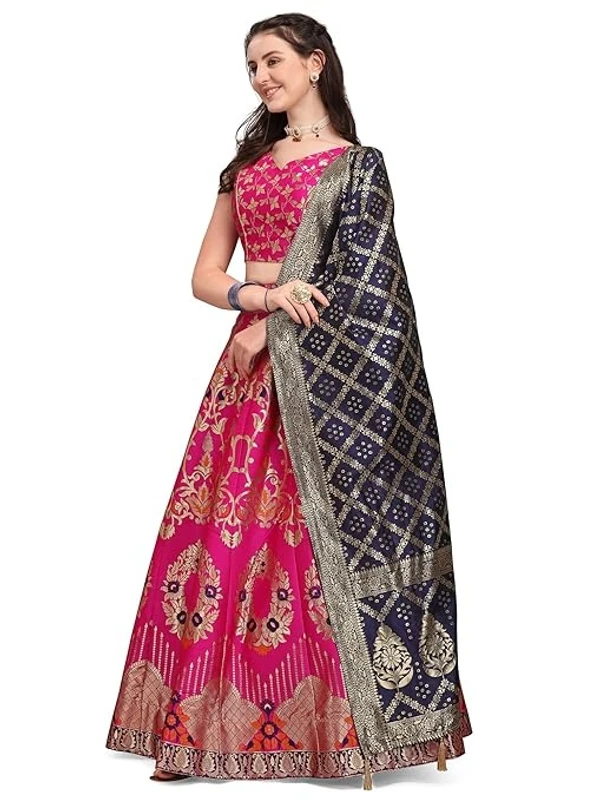 PURVAJA Women's Jacquard Semi-Stitched Lehenga choli An - Semi-Stitched