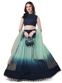 Amrutam Fab Women's Rasal Net Padding Designer Lehenga Choli An - Semi-stitched