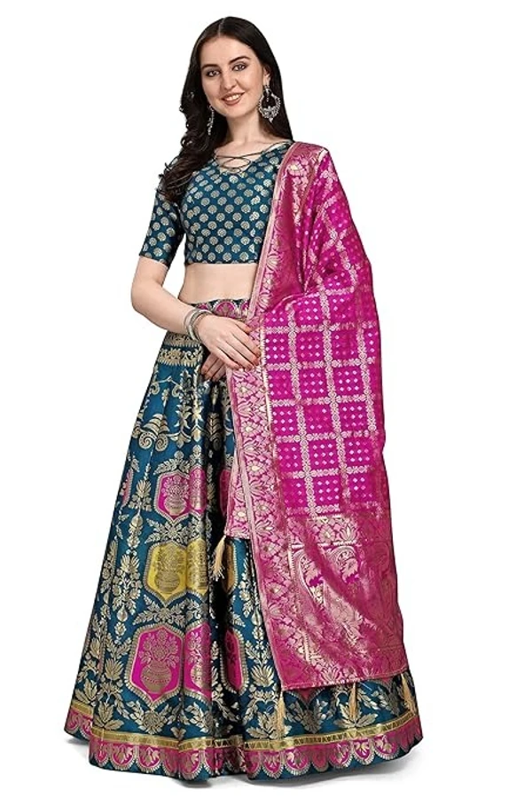 PURVAJA Women's Jacquard Semi-Stitched Lehenga choli An - Semi-Stitched