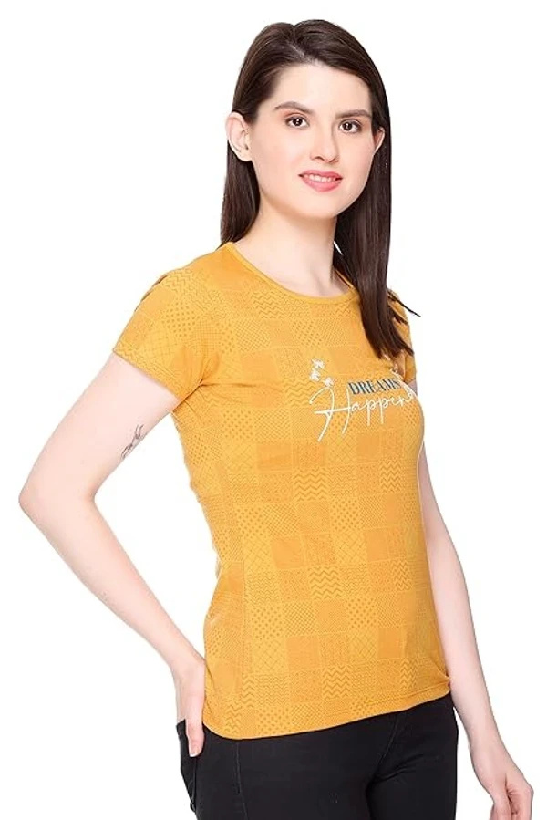 Star Touch Women Printed Casual Cotton Tshirt An - XL