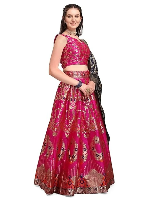 PURVAJA Women's Jacquard Semi-Stitched Lehenga choli An - Semi-Stitched