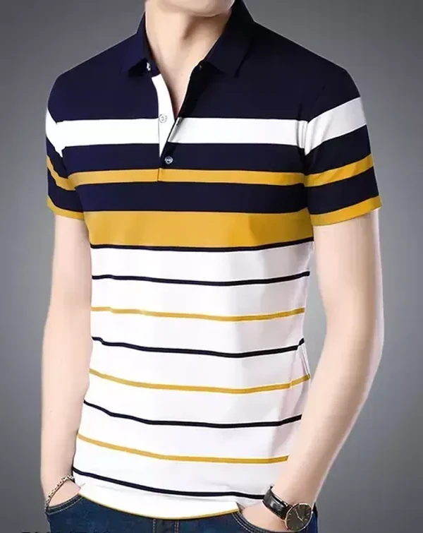 Eyebogler Men's Horizontal Stripes Polo Multicolor Tshirts Mo - XL