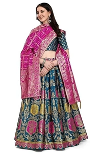 PURVAJA Women's Jacquard Semi-Stitched Lehenga choli An - Semi-Stitched