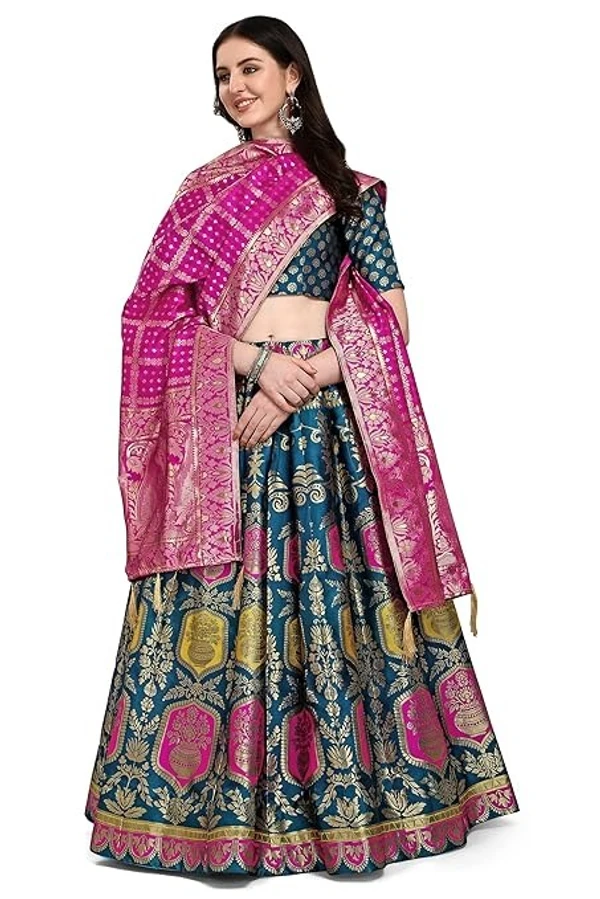 PURVAJA Women's Jacquard Semi-Stitched Lehenga choli An - Semi-Stitched