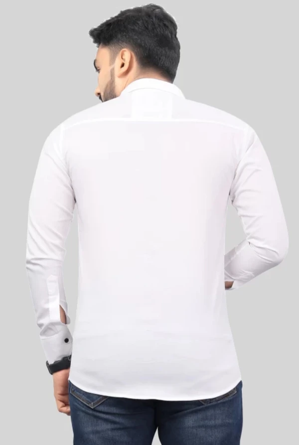 Men Solid Casual White Shirt - White, S, Fabric- Poly cotton