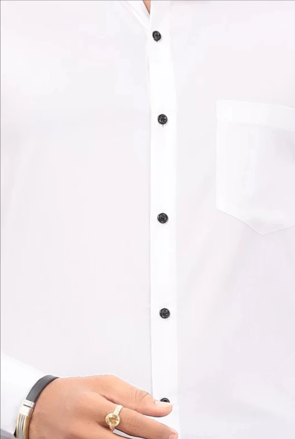 Men Solid Casual White Shirt - White, S, Fabric- Poly cotton