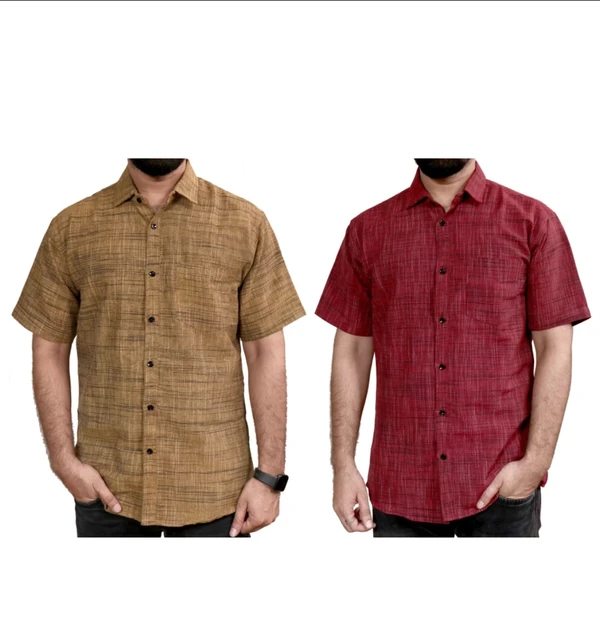 Men Self Design Casual Maroon, Brown Sy - XXL