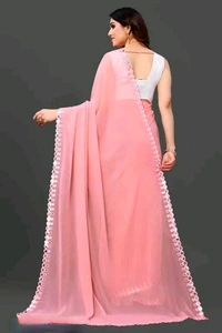 NEW FENCY GEORGETTE CUT WORK SAREE MO 0.2 - Free Size