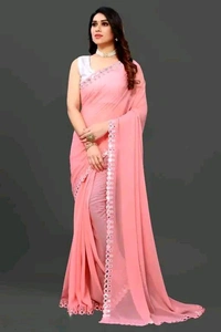 NEW FENCY GEORGETTE CUT WORK SAREE MO 0.2 - Free Size