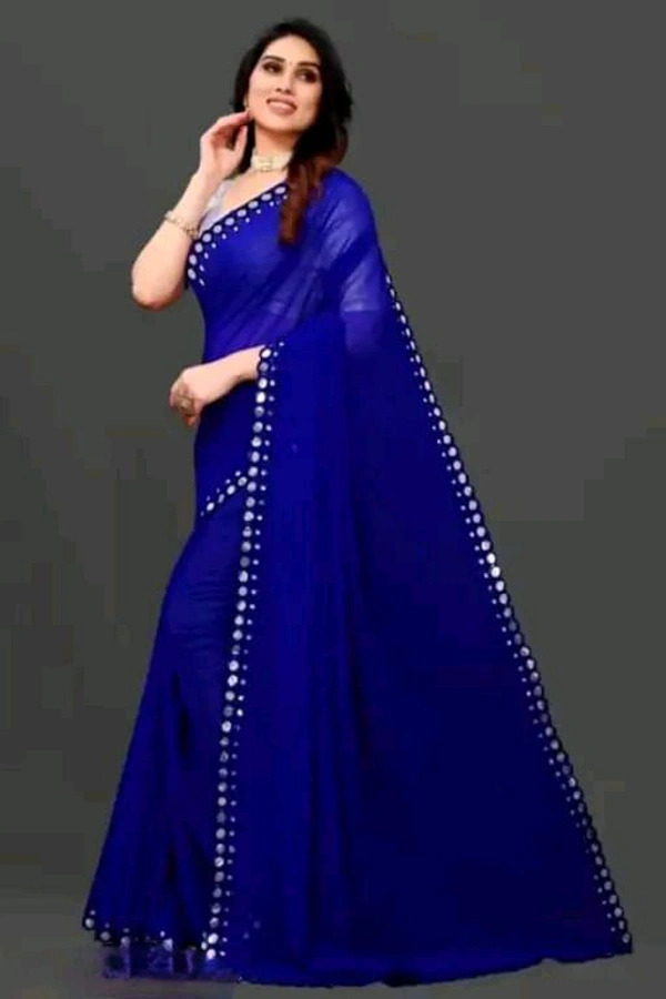 NEW FENCY GEORGETTE CUT WORK SAREE MO 0.4 - Free Size