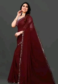 NEW FENCY GEORGETTE CUT WORK SAREE MO 0.4 - Free Size