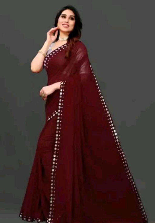 NEW FENCY GEORGETTE CUT WORK SAREE MO 0.4 - Free Size