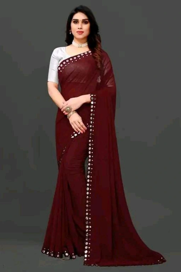 NEW FENCY GEORGETTE CUT WORK SAREE MO 0.4 - Free Size