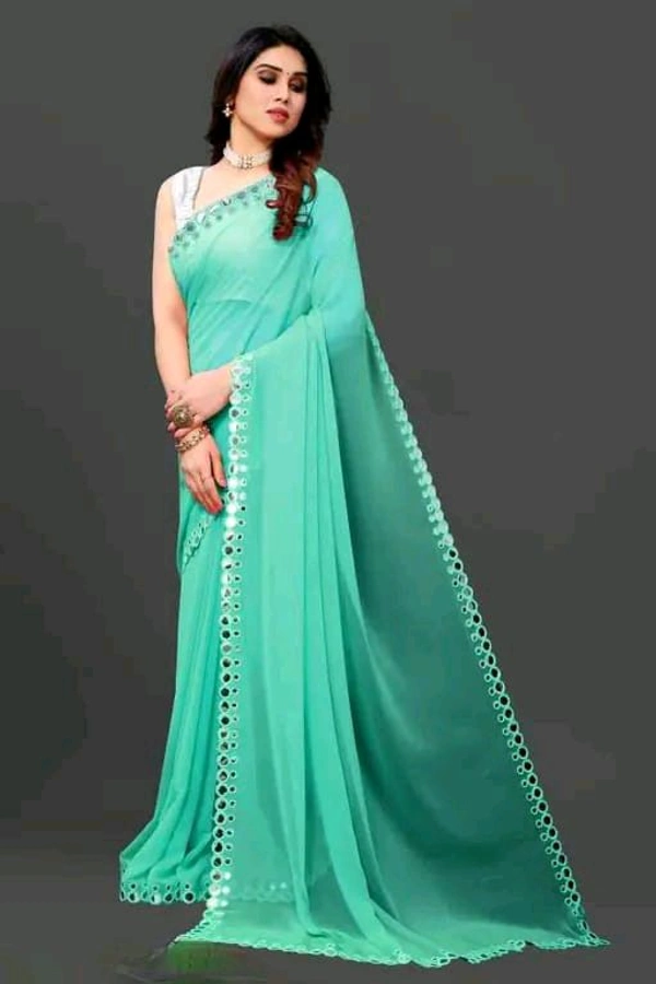 NEW FENCY GEORGETTE CUT WORK SAREE MO 0.5 - Free Size