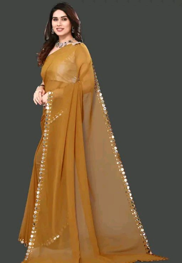 NEW FENCY GEORGETTE CUT WORK SAREE MO 0.17 - Free Size