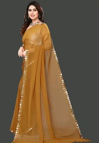 NEW FENCY GEORGETTE CUT WORK SAREE MO 0.17 - Free Size