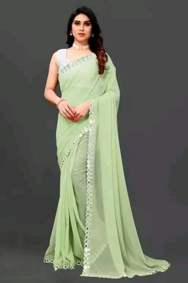 NEW FENCY GEORGETTE CUT WORK SAREE MO 0.16 - Free Size