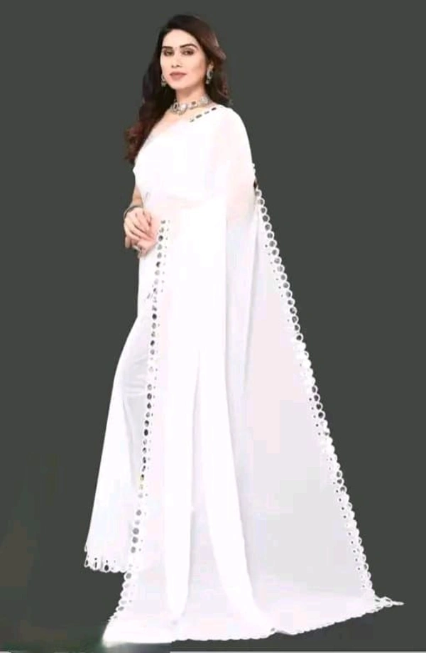NEW FENCY GEORGETTE CUT WORK SAREE MO 0.15 - Free Size