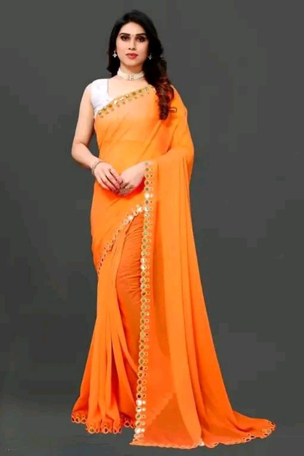 NEW FENCY GEORGETTE CUT WORK SAREE MO 0.14 - Free Size
