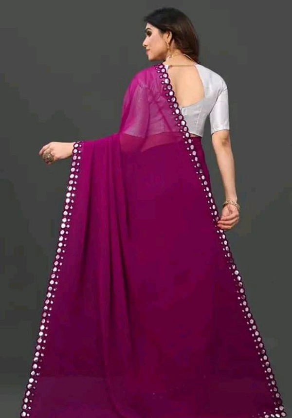 NEW FENCY GEORGETTE CUT WORK SAREE MO 0.13 - Free Size