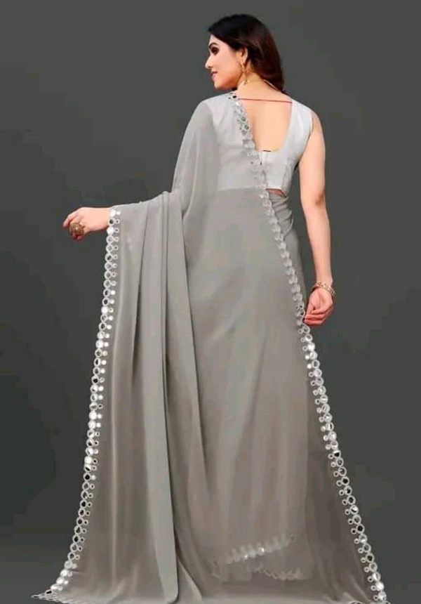 NEW FENCY GEORGETTE CUT WORK SAREE MO 0.11 - Free Size
