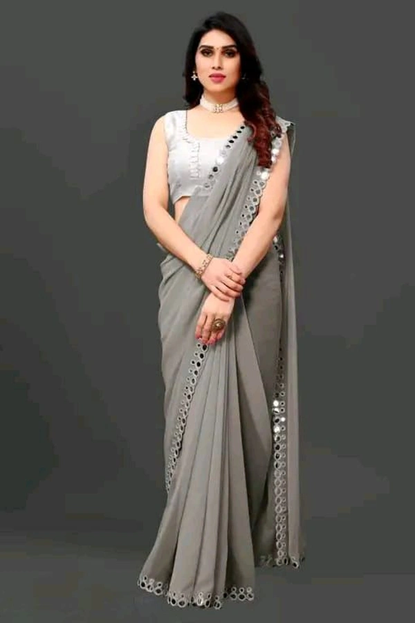 NEW FENCY GEORGETTE CUT WORK SAREE MO 0.11 - Free Size