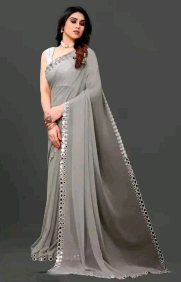 NEW FENCY GEORGETTE CUT WORK SAREE MO 0.11 - Free Size