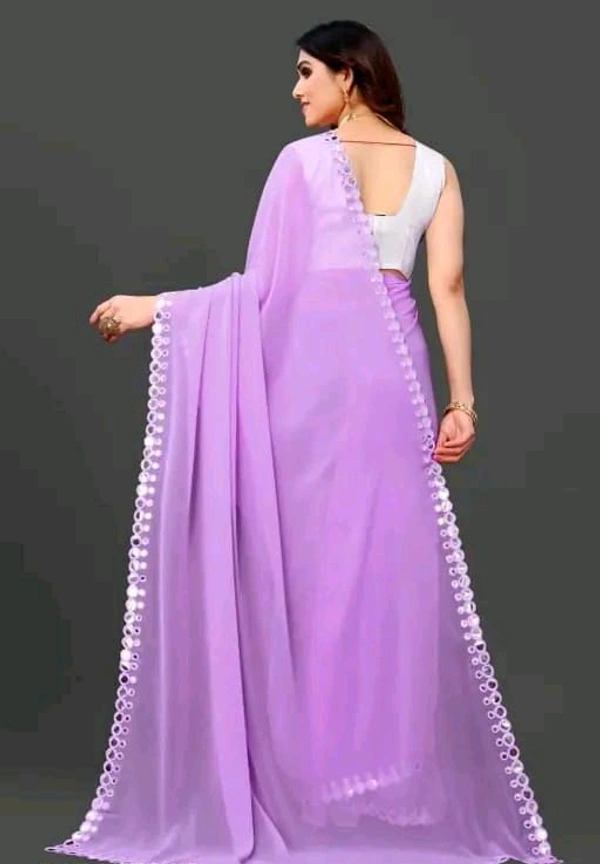 NEW FENCY GEORGETTE CUT WORK SAREE MO 0.10 - Free Size