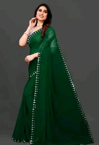 NEW FENCY GEORGETTE CUT WORK SAREE MO 0.9 - Free Size