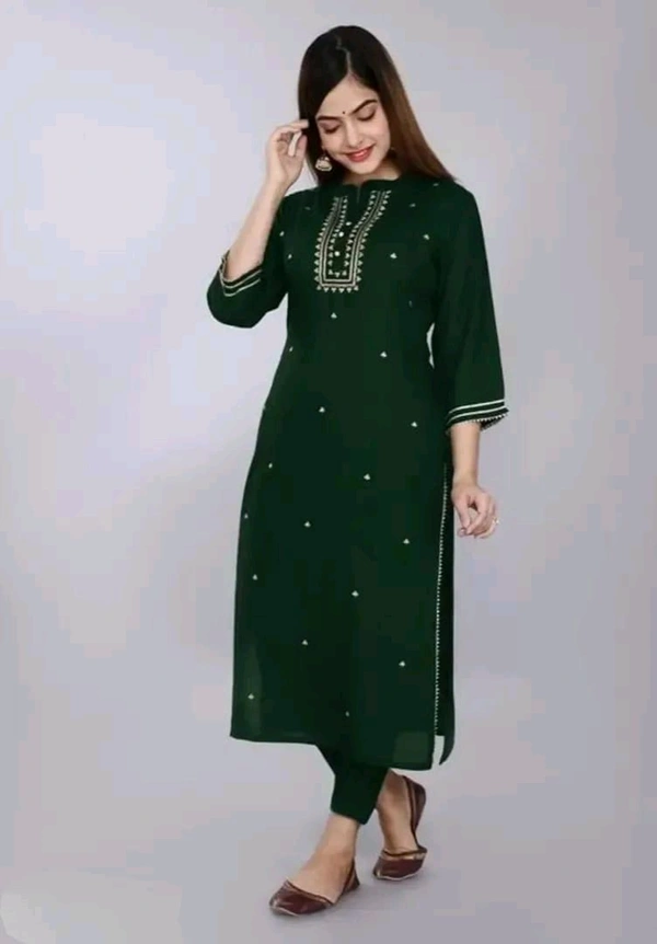 Embroidered Rayon Straight Kurtis good fit 0.1 - L