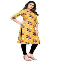 Olive Crepe Printed Kurtas For Women Good 0.1 - L