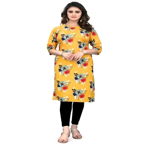 Olive Crepe Printed Kurtas For Women Good 0.1 - XL