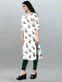 Olive Crepe Printed Kurtas For Women Good 0.3 - S